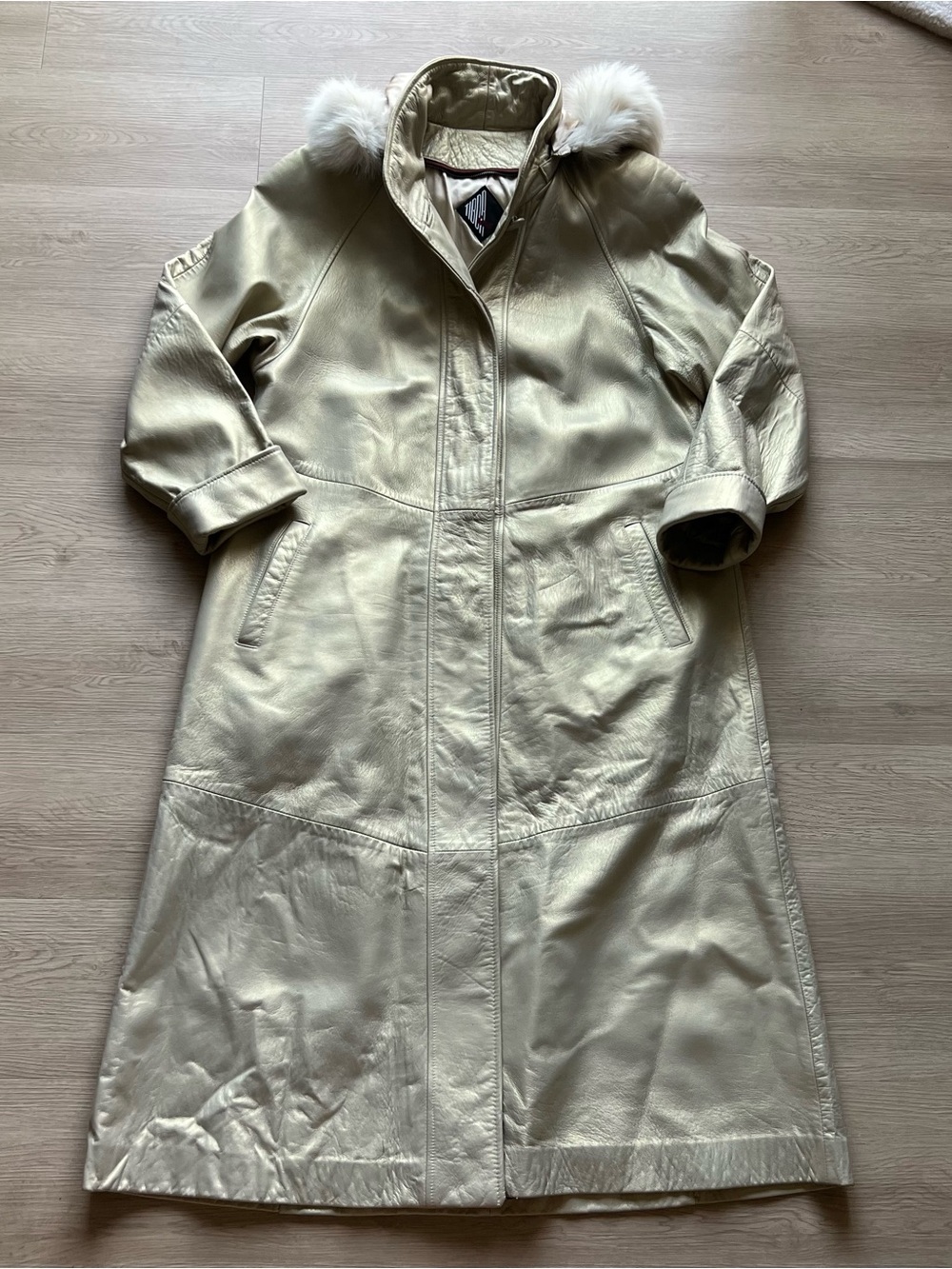 Vintage Cream/Gold Leather Long Jacket